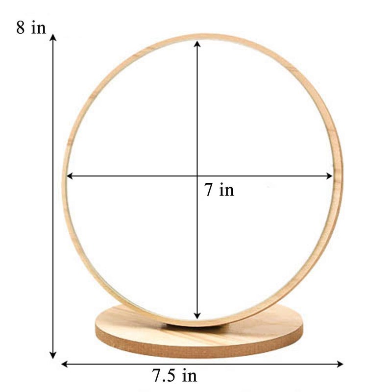 Aestivate Round Compact Table Mirror - Standing Wood Framed, 90 Degree Rotating for Makeup & Cosmetic - Image 2